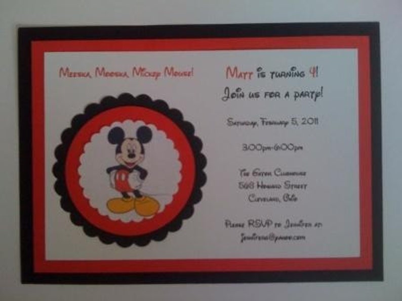 Mickey Mouse Handmade Invitations