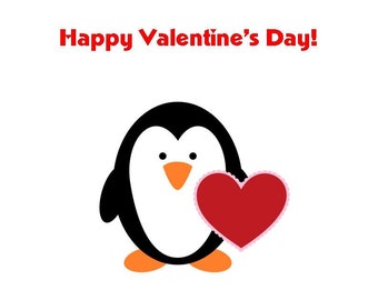 Penguin Valentine's Day Cards (set of 10 folded notes)