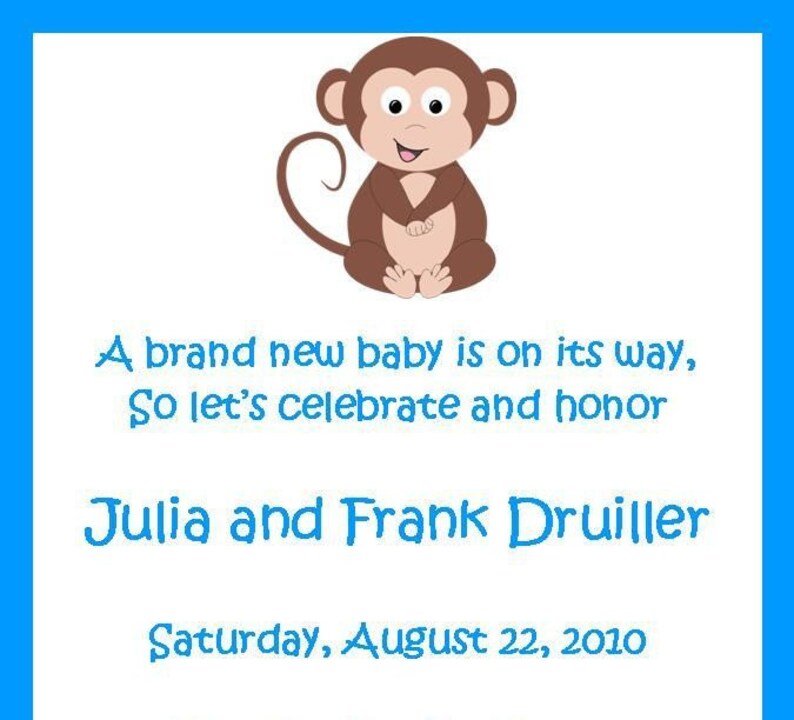 Adorable Baby Boy Monkey Invitations Etsy