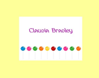 Lollipop Personalized Stationery (set of 10 folded notes)