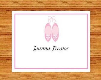 Pretty Ballerina Slippers Personalized Stationery Set (set of 10 folded cards)