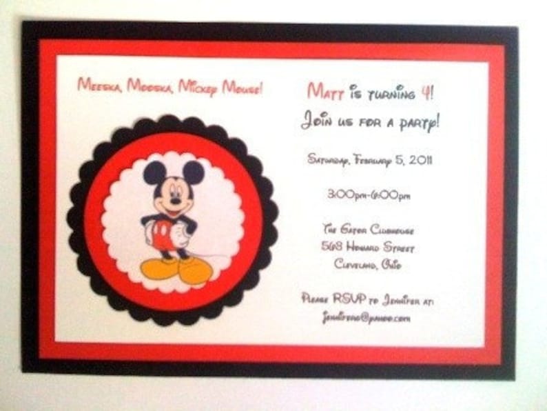 Mickey Mouse Handmade Invitations