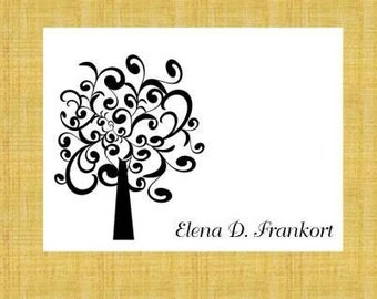 Swirly Tree Personalized Stationery (set of 10 folded notes)