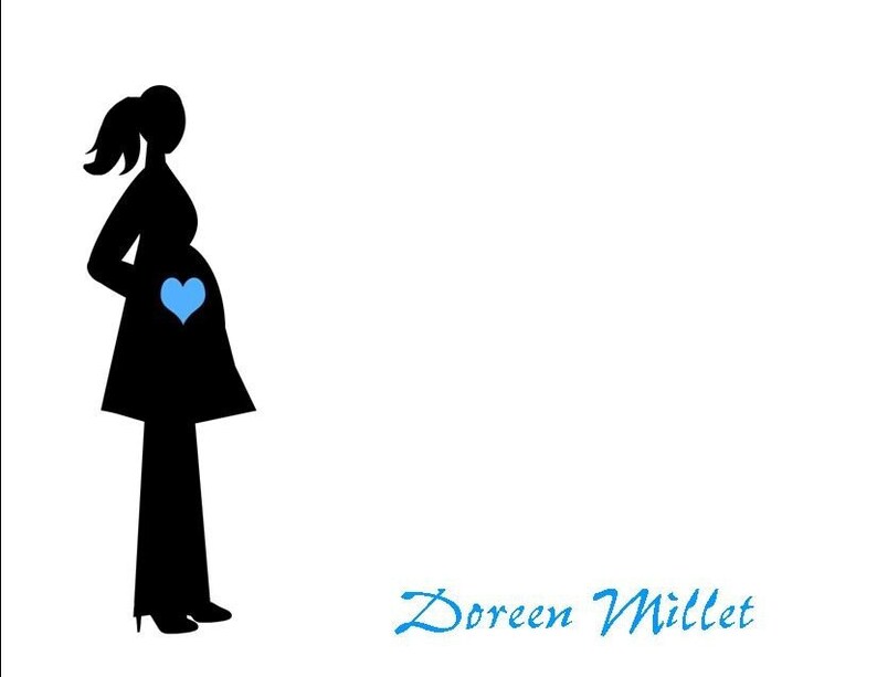 Pregnant Woman Silhouette with Heart Belly Personalized Stationery set of 10 folded notes image 2