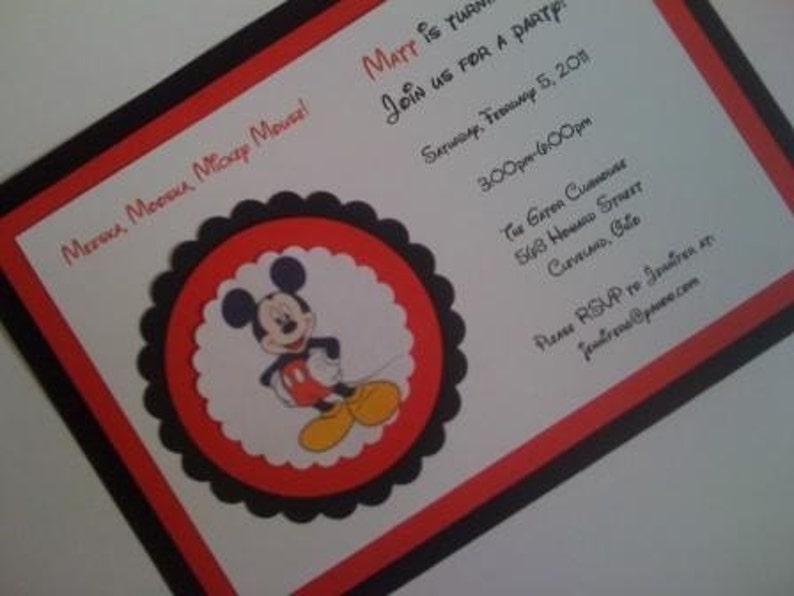 Mickey Mouse Handmade Invitations