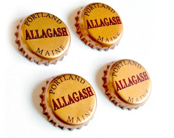 Craft Beer Magnet Set, Allagash Brewery Magnets, Maine Beer Bottle Top Magnets, Set of Four, File Cabinet Magnet, Refridgerator Magnets