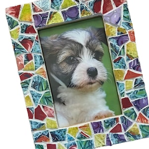 Keramik-Shard-Mosaik-Rahmen, handgemachter mehrfarbiger 4x6-Fotorahmen