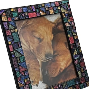 Glass Mosaic Frame, 6x8 Mosaic Frame, GORGEOUS Shimmery Mosaic Frame, Gem Tone Mosaic Glass Frame, 6x8 Glitter Glass MosaicGift  Frame
