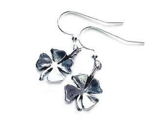 Silvertone Shamrock Earrings, St. Patrick's Day Clover Jewelry