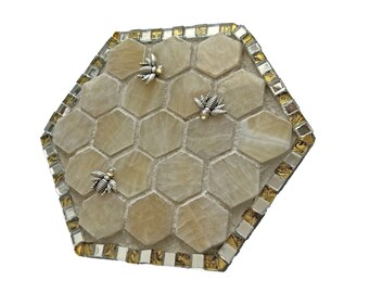 Bee Hive Mosaic Art Wall Hanging, Bee Hive Mosaic Wall Art, Bee Hive Mosaic Wall Art Decor, Bee Hive Mixed Media Mosaic Art