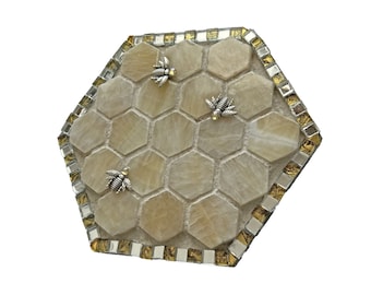 Bienenstock-Mosaik-Kunst-Wandbehang, Bienenstock-Mosaik-Wandkunst, Bienenstock-Mosaik-Wand-Kunst-Dekor, Bienenstock-Mischtechnik-Mosaikkunst