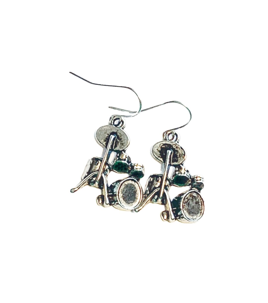 Tiny Drum Kit Charm Earrings - Drummer Jewelry Gift For Musicians Band Percussionist