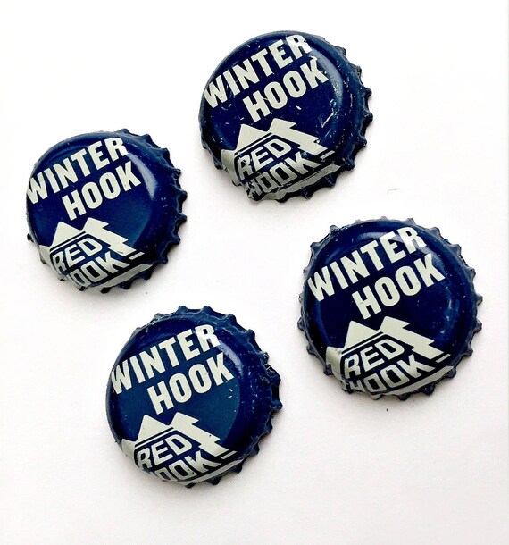 Beer Magnets Blue Magnets Microbrew Magnets Four Beer Bottle Magnets Red Hook Winter Hook Bottle Cap Magnets Bottle Cap Magnets