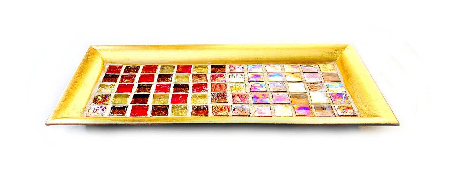 Gold Amber Mosaic Tray Amber Glass Vanity Tray Mosaic Candle Etsy