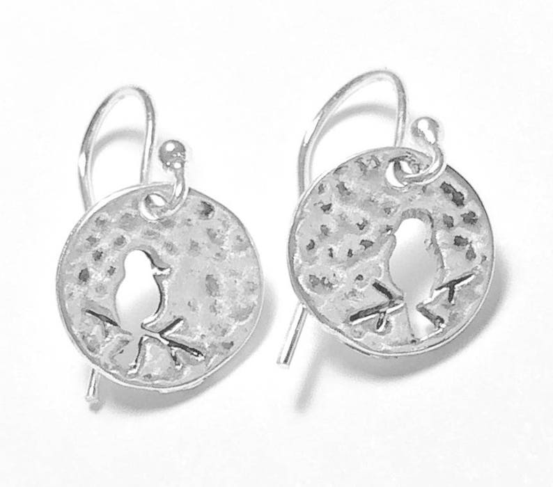Dangle Bird Earrings Silver Bird Earrings Handmade Bird Earrings Silver Wire Bird on a Branch Earrings Pierced Silver Bird Earrings