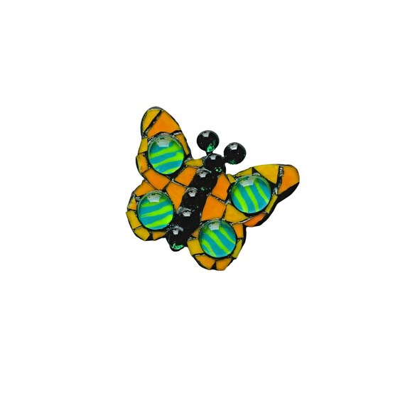 Butterfly Magnet, 3D Butterfly Magnet, Mosaic Butterfly Magnet, Orange Teal Green Butterfly Magnet, Decorative Magnet