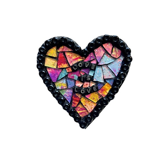 LOVE is LOVE Heart Magnet, Love is Love Mosaic Heart Magnet, Rainbow Glitter Heart Mosaic Heart Magnet, Blue Pink Purple Mosaic Heart Magnet