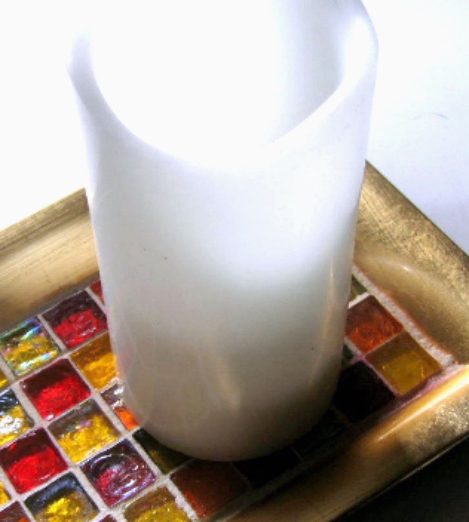 Gold Amber Mosaic Tray Amber Glass Vanity Tray Mosaic Candle Etsy