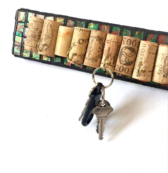 Mosaic Key Rack Wine Cork Key Rack Wine Lovers Key Rack Etsy