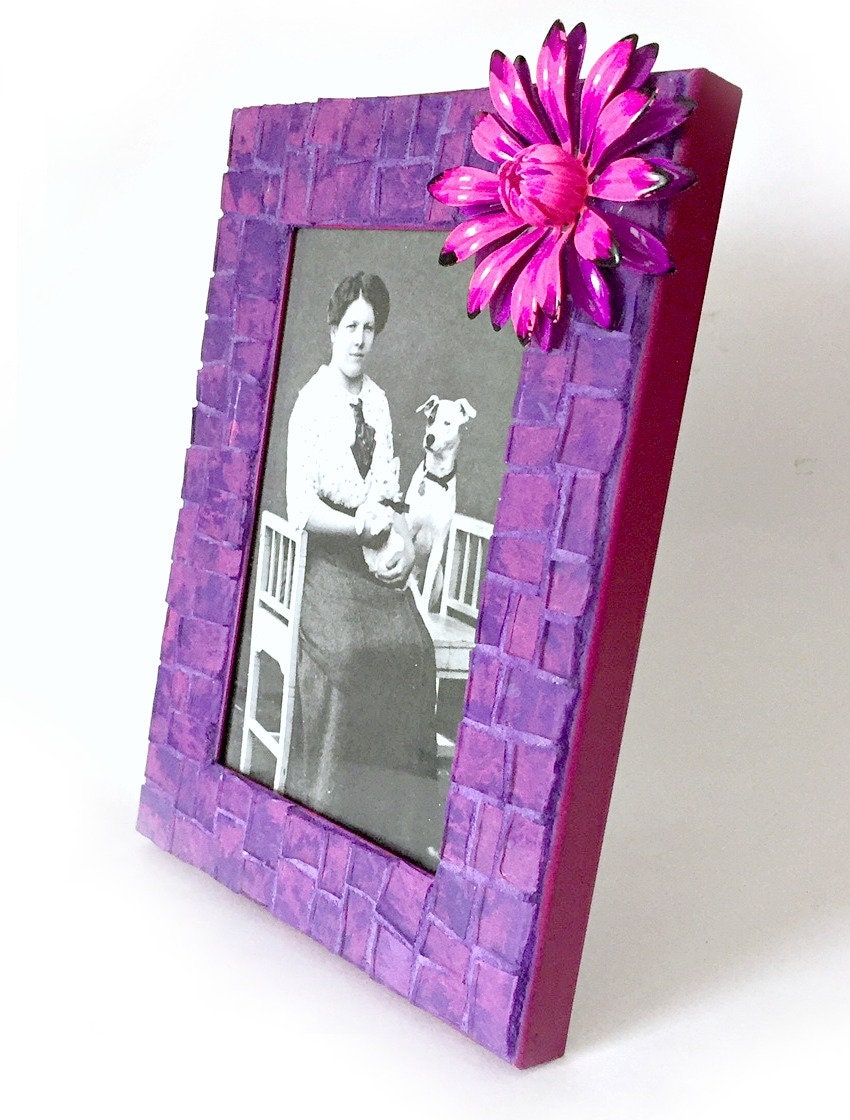 Purple Pink Mosaic Photo Frame, Purple Pink Mosaic Frame, 4 x 6 Photo