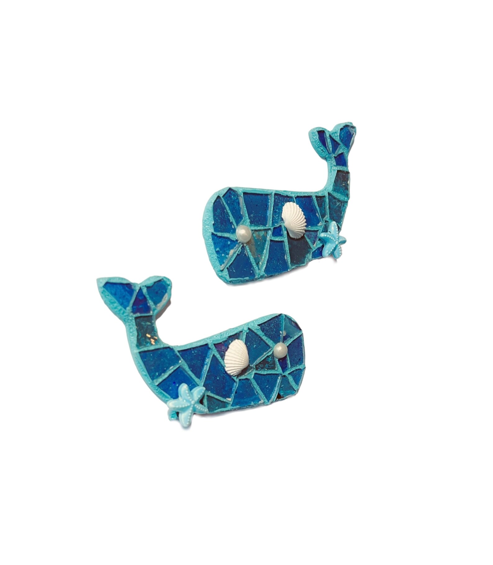 Blue Whales Set Two Mosaic Whale Blue Whale Etsy