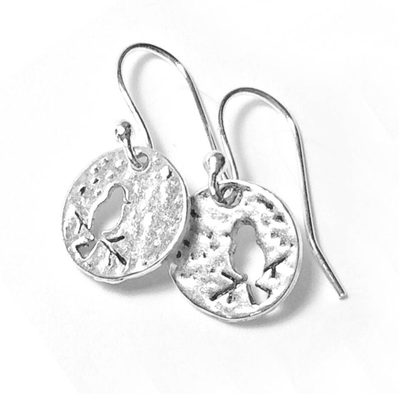 Dangle Bird Earrings Silver Bird Earrings Handmade Bird Earrings Silver Wire Bird on a Branch Earrings Pierced Silver Bird Earrings