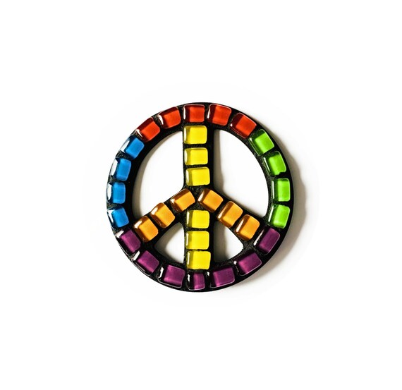 Mosaic PEACE Magnet, Rainbow Mosaic Peace Sign Magnet, Peace Sign Magnet, Handmade Mosaic Magnet, Red Blue Green Yellow Peace Sign Magnet