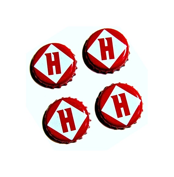 Craft Beer Magnet Set, Harpoon Brewery Beer Cap Magnets, Beer Bottle Top Magnets, Set of Four, File Cabinet Magnet, Refridgerator Mangets