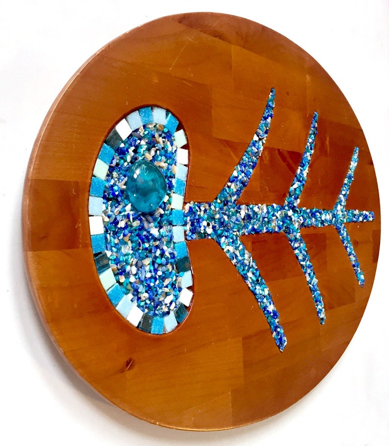 Mid Century Style Fish Plaque Blue Fish Wall Hanging Fish Etsy