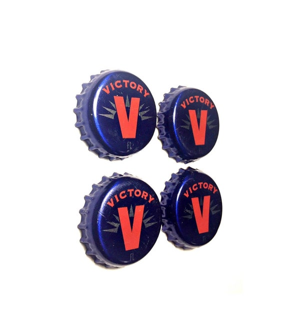 Beer Magnets, Bottle Cap Magnets, Victory Bottle Cap Magnets, Bar Magnet Set, Four Beer Bottle Magnets, Pitbull Magnets, Microbrew Magnets