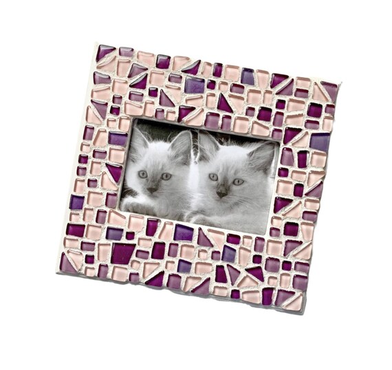 Pink Purple Mosaic Glass Tile Frame, Mosaic Tile Frame, 4x6 Mosaic Frame, Pink and Purple Glass Tile Mosaic Frame, Glass Tile Mosaic Frame