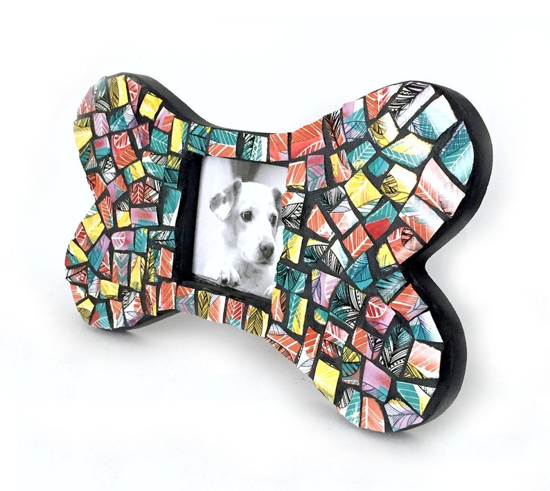 Bone Shaped Mosaic Frame For Dogs Black Image 0