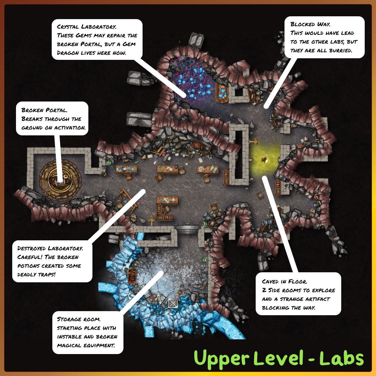 Arcane Meltdown - Map 30x30, (D&D 30x30 Map, Tabletop, Gefechtsspielort ...