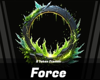 8 Force Token Frames: Elemental RPG Decoration (Digital Download)