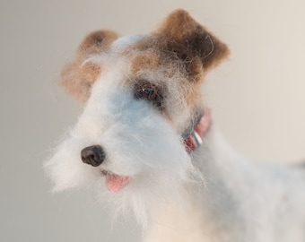 Needle Felted Animal, Dog, Wire Hair Fox Terrier "Asta", Portfolio Piece