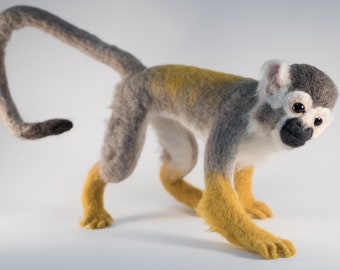 Needle Felted Animal, Squirrel Monkey, Life Size, Portfolio Piece