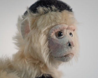 Mohair and Alpaca White Faced Capuchin Monkey Heirloom Toy, 0065