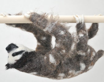 Needle Felted Animal, Three-Toed Sloth, Portfolio Piece