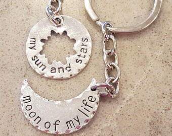 My Sun and Stars Keychain, Moon of my Life Keychain, Couples Keychain Set, Khal & Khalessi Key Rings