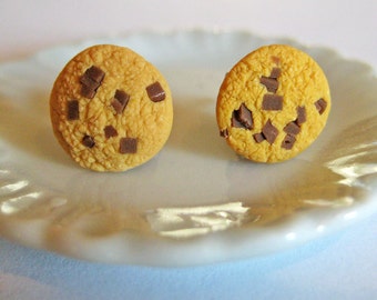 Chocolate Chip Cookie Food Stud Earrings - Food Jewelry - Baker Gifts