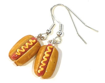 Hotdog Dangle Earrings - Food Earrings - Sports Earrings