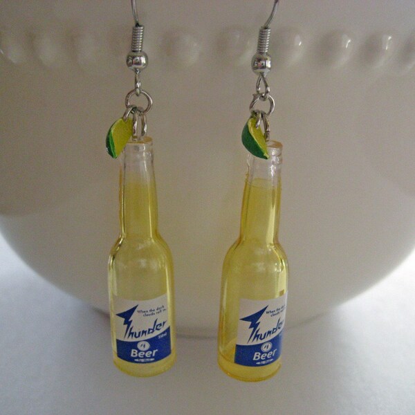 Food Jewelry - Mexican Beer Bottle Earrings