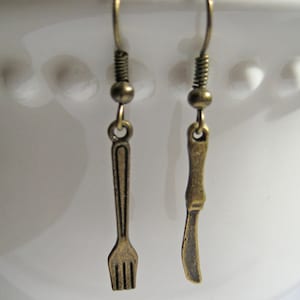 Miniature Fork & Knife Earrings, Chef Jewelry