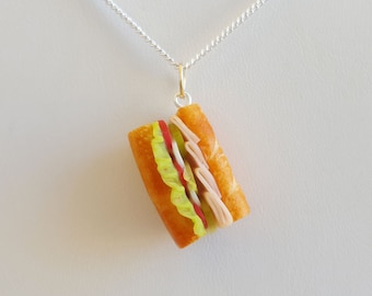 Turkey Sub Sandwich Necklace -Food Jewelry - Sports Jewelry