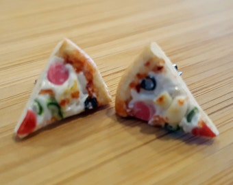 Pizza Slice Stud Earrings - Food Jewelry - Pizza Jewelry