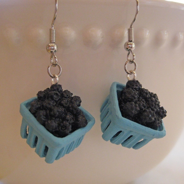 Food Jewelry - Pint of Blackberries Earrings