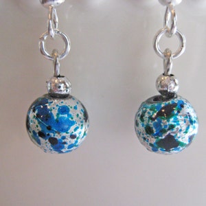 Christmas Ornament Earrings Old Fashioned Foil Ornaments Blue and Silver image 2