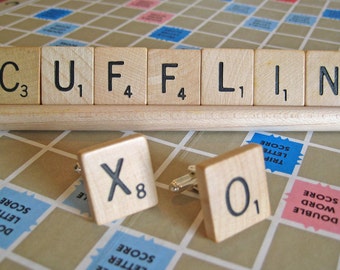 Customizable Scrabble Tile Cufflinks - Personalized Gift - Board Game Initial Cufflinks