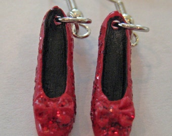 Ruby Red Slipper Earrings - Wicked Jewelry - Wizard of Oz Earrings -  Shoe Earrings