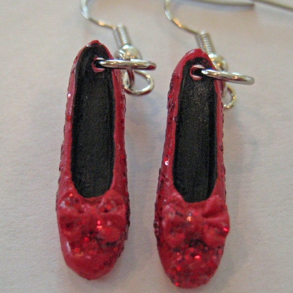 Ruby Red Slipper Earrings - Wicked Jewelry - Wizard of Oz Earrings -  Shoe Earrings